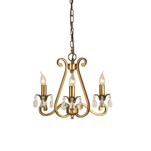 ENDON INTERIORS 1900 OKSANA ANTIQUE BRASS 3LT PENDANT