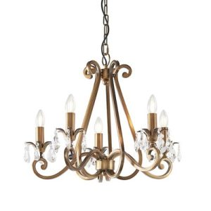 ENDON INTERIORS 1900 OKSANA ANTIQUE BRASS 5LT PENDANT