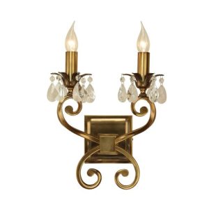 ENDON INTERIORS 1900 OKSANA ANTIQUE BRASS TWIN WALL