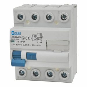 EUROPA 100A 30mA 4 POLE RCCB 10KA