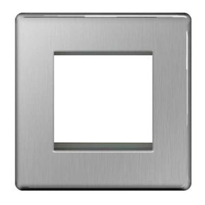 BG BRUSHED STEEL 1G 2MOD SCREWLESS EURO GRID FACEPLATE