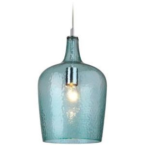 FIRSTLIGHT GLASS PENDANT CHROME WITH AQUA GLASS