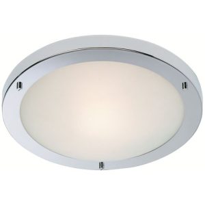 FIRSTLIGHT RONDO FLUSH CEILING FITTING CHROME WITH OPAL GLASS