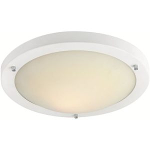 FIRSTLIGHT RONDO FLUSH CEILING FITTING MATT WHITE WITH OPAL GLASS