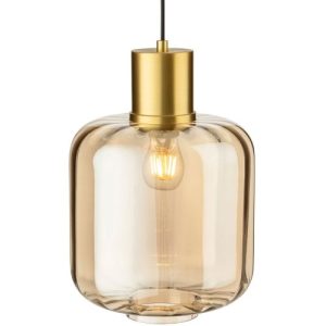 FIRSTLIGHT ETON PENDANT BRUSHED BRASS WITH AMBER GLASS