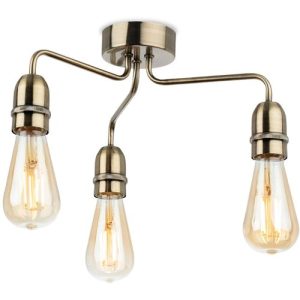 FIRSTLIGHT LEON 3 LIGHT FLUSH CEILING FITTING ANTIQUE BRASS