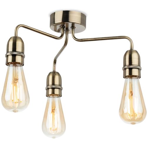 FIRSTLIGHT LEON 3 LIGHT FLUSH CEILING FITTING ANTIQUE BRASS