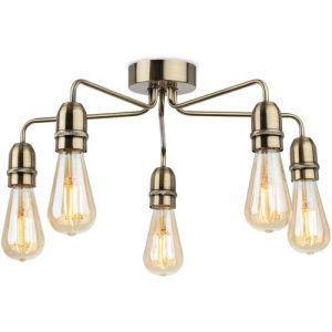 FIRSTLIGHT LEON 5 LIGHT FLUSH CEILING FITTING ANTIQUE BRASS