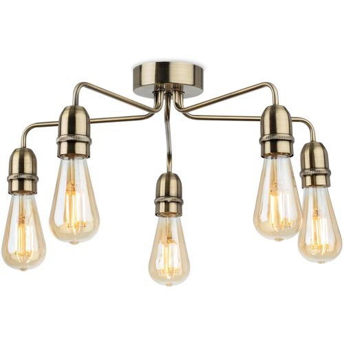 FIRSTLIGHT LEON 5 LIGHT FLUSH CEILING FITTING ANTIQUE BRASS