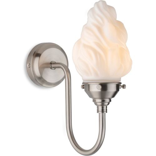 FIRSTLIGHT FLAME WALL LIGHT BRUSHED STEEL WITH OPAL WHITE FLAME GLASS