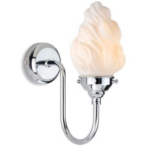 FIRSTLIGHT FLAME WALL LIGHT CHROME WITH OPAL WHITE FLAME GLASS