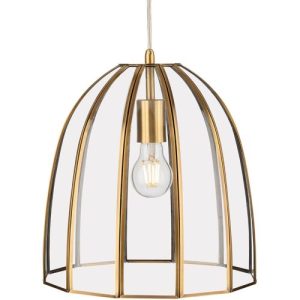 FIRSTLIGHT LINCOLN PENDANT ANTIQUE BRASS WITH CLEAR GLASS