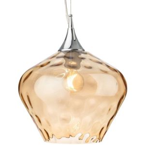 FIRSTLIGHT TITAN PENDANT CHROME WITH AMBER GLASS