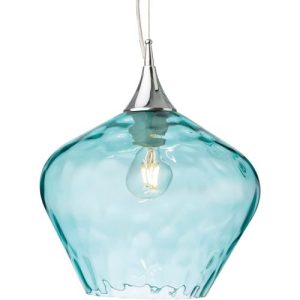 FIRSTLIGHT TITAN PENDANT CHROME WITH AQUA GLASS