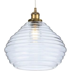 FIRSTLIGHT ORLA PENDANT ANTIQUE BRASS WITH CLEAR GLASS