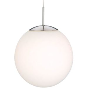 FIRSTLIGHT GLOBE PENDANT BRUSHED STEEL WITH OPAL WHITE GLASS