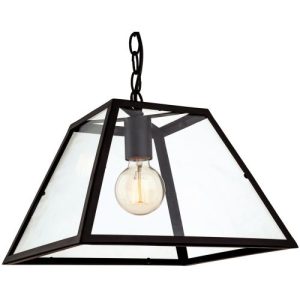 FIRSTLIGHT KEW 1 LIGHT PENDANT BLACK WITH CLEAR GLASS