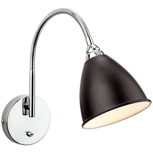 FIRSTLIGHT BARI WALL LIGHT (SWITCHED) BLACK WITH CHROME