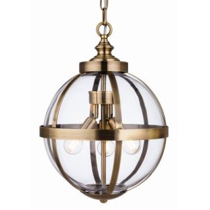 FIRSTLIGHT MONROE PENDANT ANTIQUE BRASS WITH CLEAR GLASS
