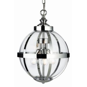 FIRSTLIGHT MONROE PENDANT CHROME WITH CLEAR GLASS