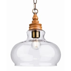 FIRSTLIGHT COMET PENDANT NATURAL WOOD WITH CLEAR GLASS