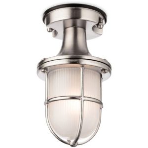 FIRSTLIGHT NAUTIC FLUSH CEILING FITTING NICKEL WITH FROSTED GLASS