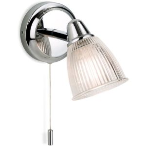 FIRSTLIGHT ECHO WALL LIGHT (SWITCHED) CHROME WITH CLEAR RIBBED GLASS