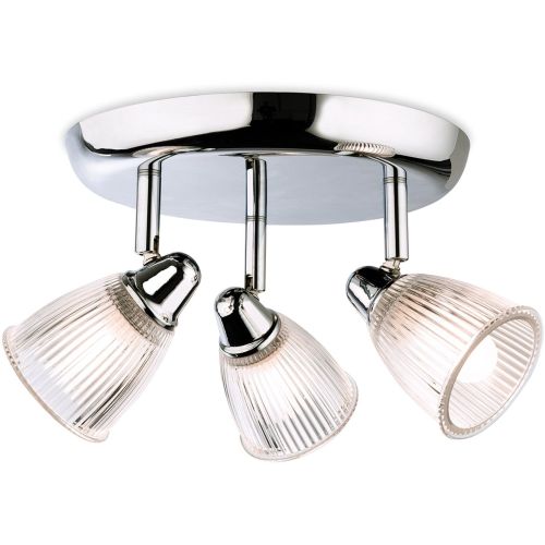 FIRSTLIGHT ECHO 3 LIGHT FLUSH CEILING FITTING CHROME WITH CLEAR RIBBED GLASS