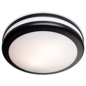 FIRSTLIGHT STYLE RESIN FLUSH CEILING FITTING BLACK WITH WHITE POLYCARBONATE DIFFUSER