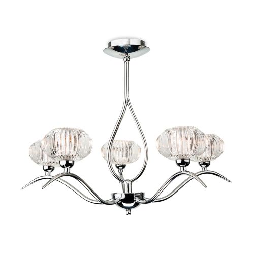 FIRSTLIGHT LISBON 5 LIGHT FLUSH CEILING FITTING CHROME WITH CLEAR DECORATIVE GLASS