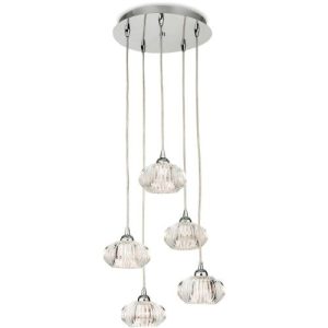 FIRSTLIGHT LISBON 5 LIGHT PENDANT CHROME WITH CLEAR DECORATIVE GLASS