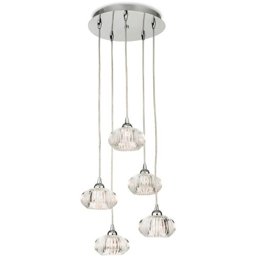 FIRSTLIGHT LISBON 5 LIGHT PENDANT CHROME WITH CLEAR DECORATIVE GLASS