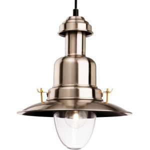 FIRSTLIGHT CLASSIC FISHERMAN PENDANT BRUSHED STEEL WITH CLEAR GLASS
