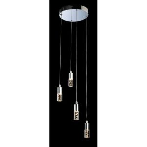 FIRSTLIGHT FOCUS LED 4 LIGHT PENDANT CHROME WITH CLEAR ACRYLIC BUBBLE SHADES