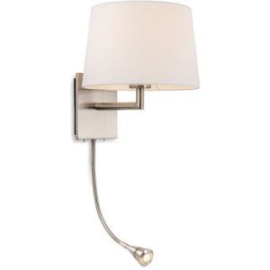 FIRSTLIGHT GRAND 2 LIGHT WALL (SWITCHED) BRUSHED STEEL WITH CREAM SHADE