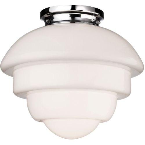 FIRSTLIGHT ART DECO FLUSH CEILING FITTING CHROME WITH OPAL WHITE GLASS