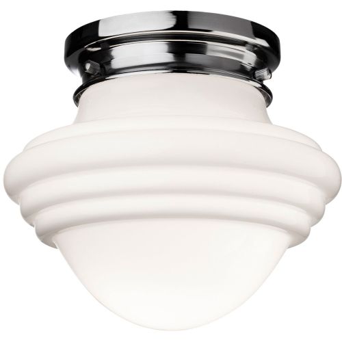 FIRSTLIGHT ART DECO FLUSH CEILING FITTING CHROME WITH OPAL WHITE GLASS