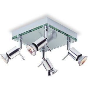 FIRSTLIGHT AQUA 4 LIGHT FLUSH CEILING FITTING ALUMINIUM WITH CLEAR GLASS