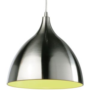 FIRSTLIGHT CAFÉ PENDANT BRUSHED STEEL WITH GREEN INSIDE