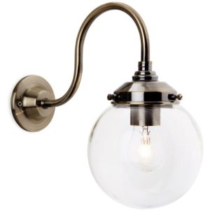 FIRSTLIGHT VICTORIA WALL LIGHT ANTIQUE BRASS WITH CLEAR GLASS