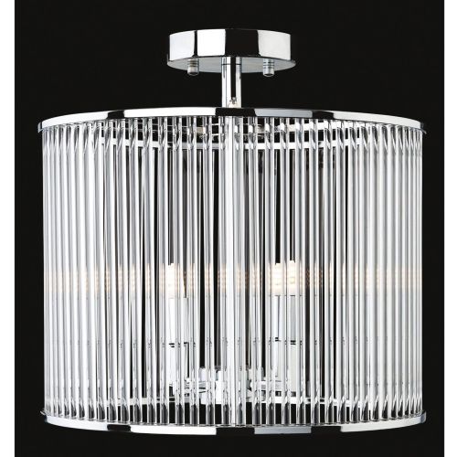 FIRSTLIGHT RIALTO SEMI FLUSH CEILING FITTING - ROUND CHROME WITH CLEAR GLASS RODS