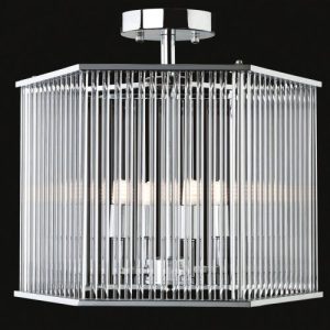 FIRSTLIGHT RIALTO SEMI FLUSH CEILING FITTING - HEXAGON CHROME WITH CLEAR GLASS RODS