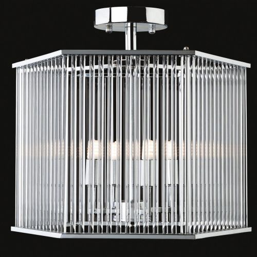FIRSTLIGHT RIALTO SEMI FLUSH CEILING FITTING - HEXAGON CHROME WITH CLEAR GLASS RODS