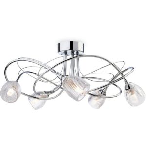 FIRSTLIGHT HENLEY 5 LIGHT FLUSH CEILING FITTING CHROME WITH CLEAR DECORATIVE GLASS