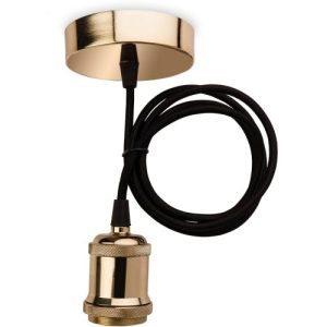 FIRSTLIGHT PENDANT KIT BRASS WITH BLACK FABRIC CORD