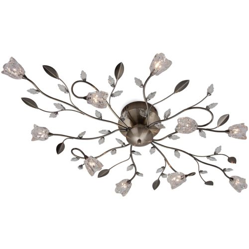 FIRSTLIGHT CINDY 10 LIGHT FLUSH CEILING FITTING ANTIQUE BRASS WITH CLEAR GLASS