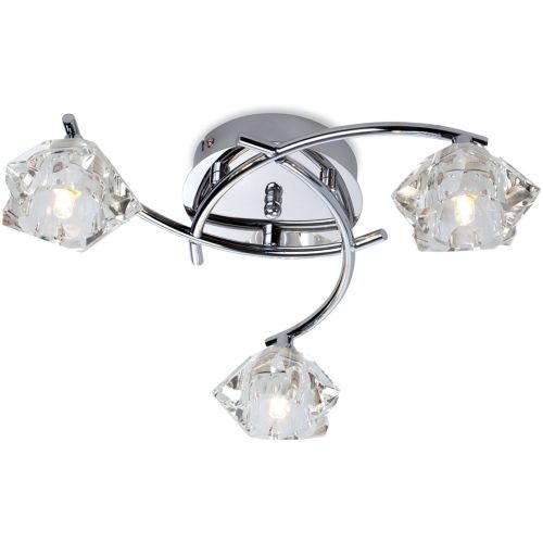 FIRSTLIGHT CLARA 3 LIGHT FLUSH CEILING FITTING CHROME WITH CLEAR GLASS