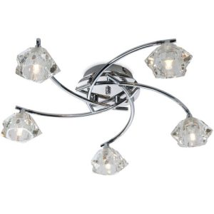FIRSTLIGHT CLARA 5 LIGHT FLUSH CEILING FITTING CHROME WITH CLEAR GLASS