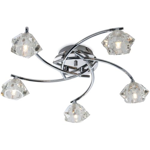 FIRSTLIGHT CLARA 5 LIGHT FLUSH CEILING FITTING CHROME WITH CLEAR GLASS
