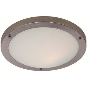 FIRSTLIGHT RONDO LED FLUSH CEILING FITTING BRUSHED STEEL WITH OPAL GLASS